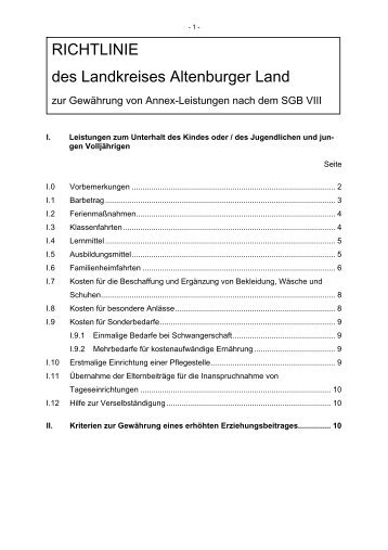Richtlinie des Landkreises Altenburger Land zur Gewährung von