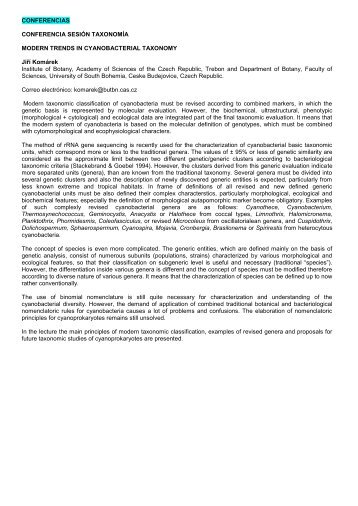 Modern trends in cyanobacterial taxonomy - Sección Limnología ...
