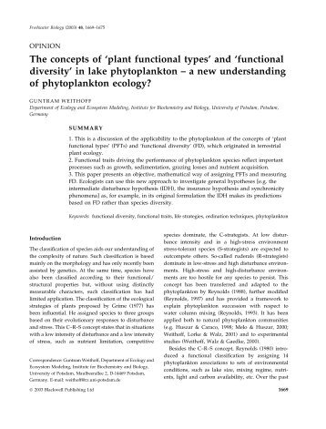 The concepts of 'plant functional types' and 'functional diversity' in ...