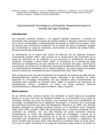 Estrategia para el gestionamiento del lago Canteras - Sección ...