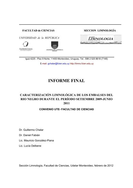 informe pdf - Sección Limnología - Facultad de Ciencias