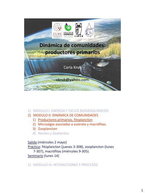 Dinámica de comunidades: productores primarios