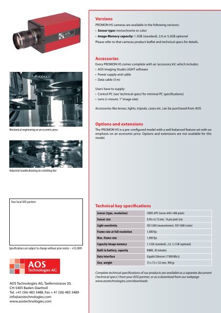 PROMON HS High Speed Camera - AOS Technologies AG