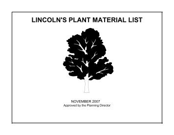 Lincoln's Plant Material List