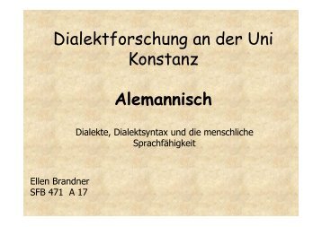 Dialektforschung an der Uni Konstanz Alemannisch