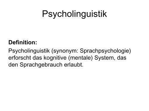 Psycholinguistik