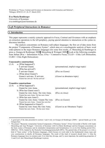 Left Peripheral Interactions in Romance