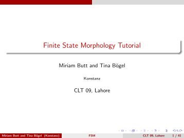 Finite State Morphology Tutorial