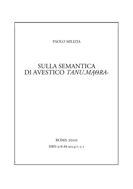 sulla semantica di avestico tanu.mąθra - Università degli Studi di ...