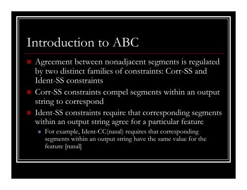 Vowel Harmony as Agreement by Correspondence - Linguistics ...