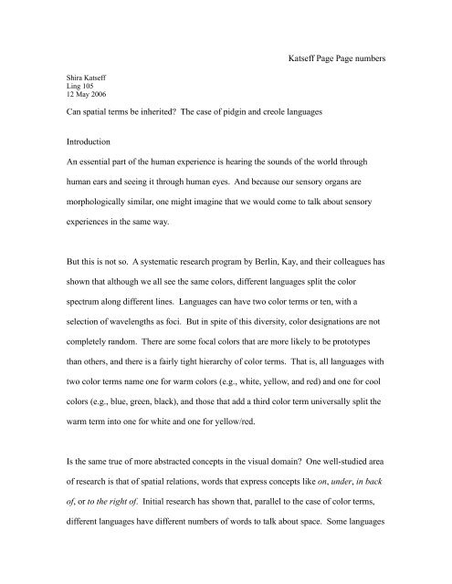 The case of pidgin and creole languages - Linguistics