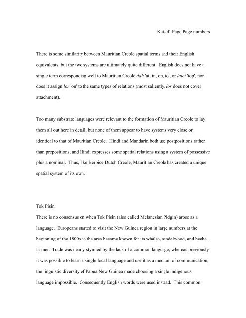 The case of pidgin and creole languages - Linguistics