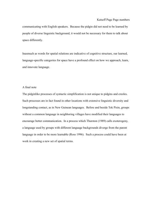 The case of pidgin and creole languages - Linguistics