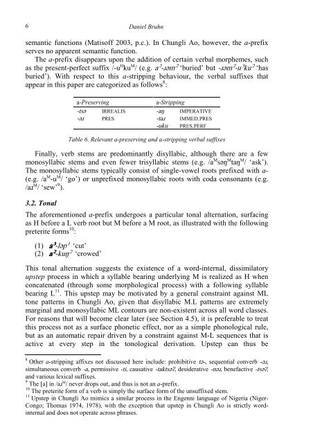 A TONAL TAXONOMY OF CHUNGLI AO VERBS Daniel Bruhn ...