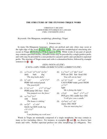 The Structure of the Itunyoso Trique Word. - Linguistics - University ...