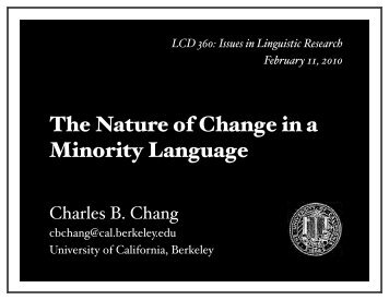 slides - Linguistics - University of California, Berkeley