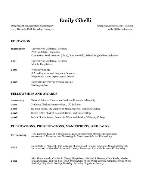 download CV in PDF form - Linguistics - University of California ...