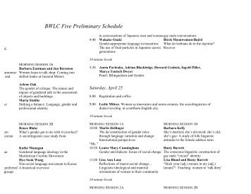 BWLC Five Preliminary Schedule - Linguistics