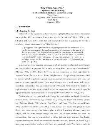 So, Where Were We? - Linguistics