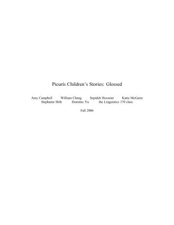 Picurís Children's Stories: Glossed - Linguistics