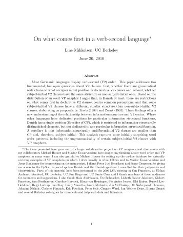 On what comes first in a verb-second language - Linguistics ...