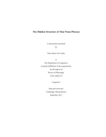The Hidden Structure of Thai Noun Phrases. Ph.D ... - Linguistics
