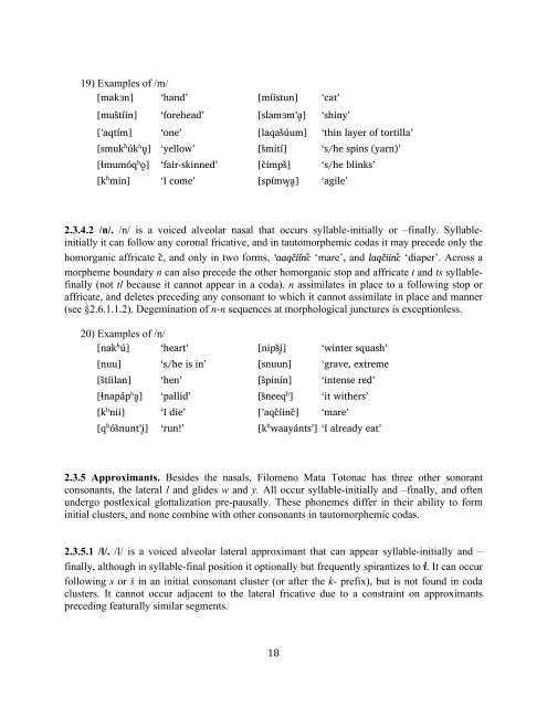 The phonology and morphology of Filomeno Mata Totonac