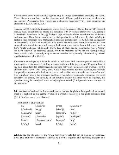 The phonology and morphology of Filomeno Mata Totonac