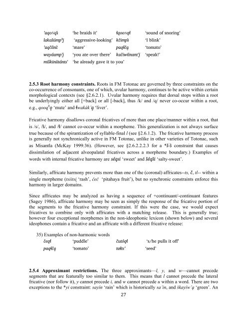 The phonology and morphology of Filomeno Mata Totonac