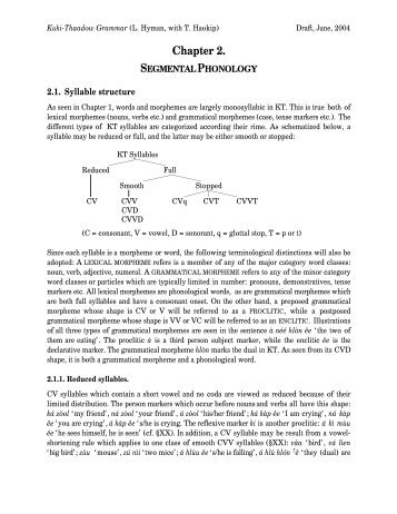 Kuki-Thaadow Segmental Phonology - Linguistics