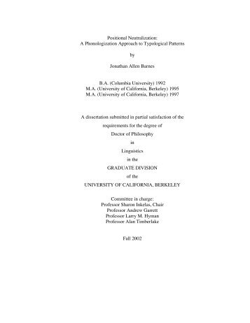 Positional Neutralization - Linguistics - University of California ...