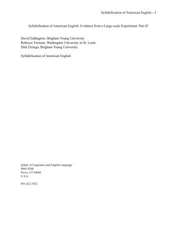 Syllabification of American English - Department of Linguistics and ...