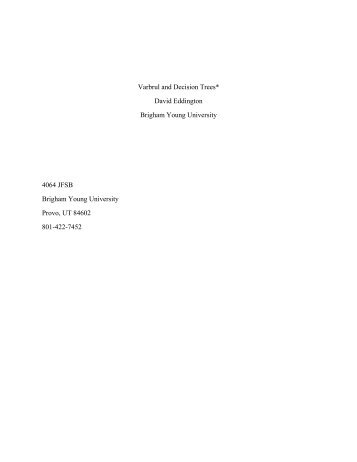 Varbrul and Decision Trees* David Eddington Brigham Young ...