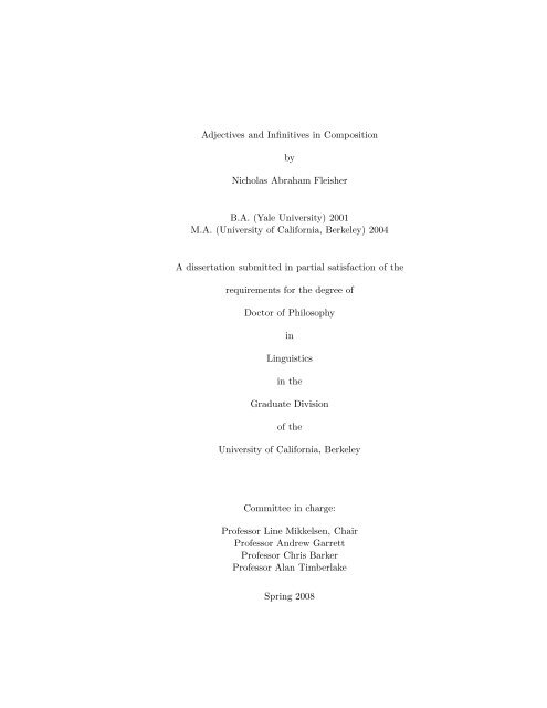 Adjectives and Infinitives in Composition - Linguistics - University of ...