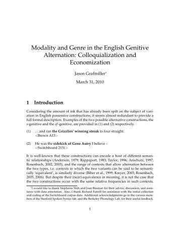 Colloquialization and Economization - Stanford Linguistics