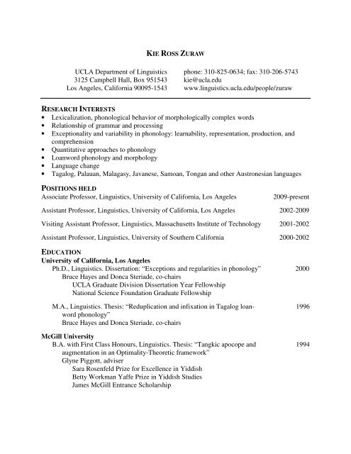 CV - UCLA Department of Linguistics