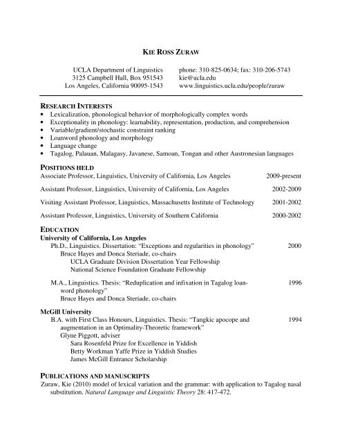 CV - UCLA Department of Linguistics