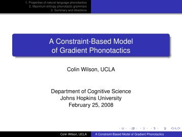 A Constraint-Based Model of Gradient Phonotactics - UCLA ...