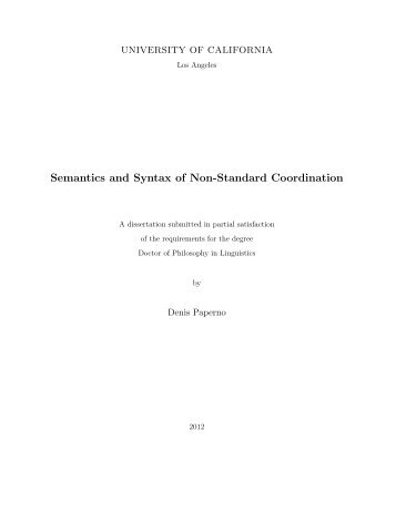 Semantics and Syntax of Non-Standard Coordination - UCLA ...