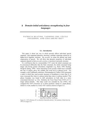 X Domain-initial articulatory strengthening in four languages - UCLA ...