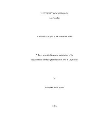 A Metrical Analysis of a Kuria Praise Poem - UCLA Department of ...