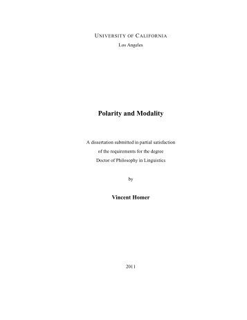 Polarity and Modality - UCLA Department of Linguistics