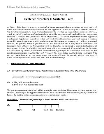 Sentence Structure I: Syntactic Trees - UCLA Department of Linguistics