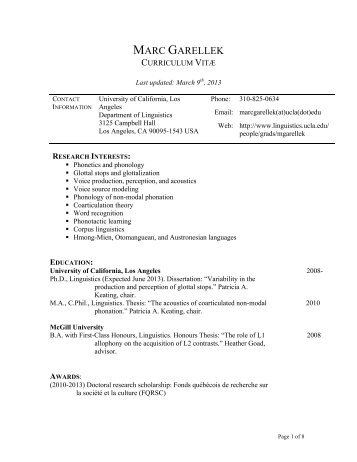 CV (pdf) - UCLA Department of Linguistics