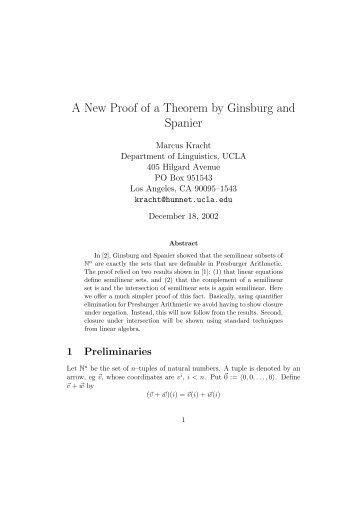 A New Proof of a Theorem by Ginsburg and Spanier