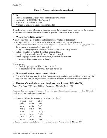 Phonetic substance in phonology? - UCLA Department of Linguistics