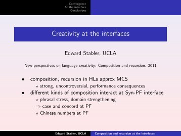 Creativity at the interfaces - UCLA Department of Linguistics