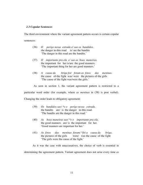 Post Verbal Subjects and Agreement in Brazilian Portuguese