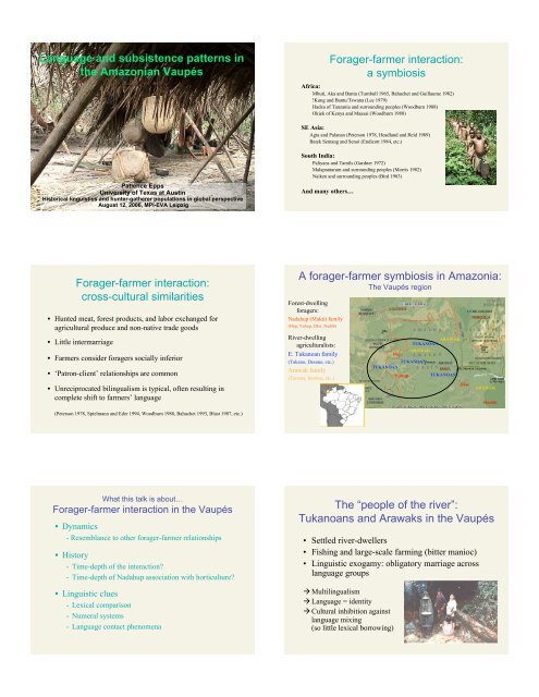 Language and subsistence patterns in the Amazonian Vaupés ...