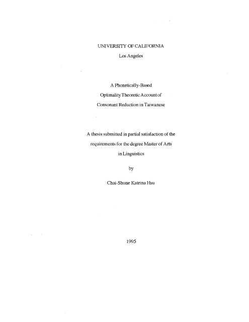 A Phonetically-Based Optimality Theoretic Account of Consonant ...